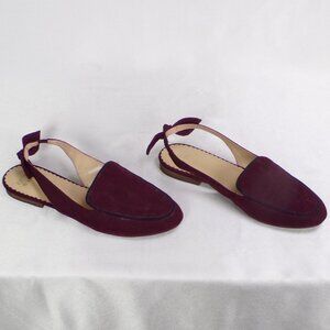 CROWN & IVY size 8.5M burgundy faux-suede flat-heel slingback almond-toe loafers